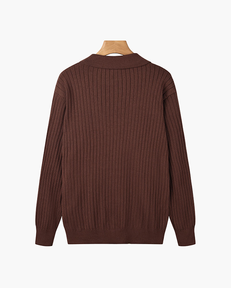 Florence Ribbed Long Sleeve Polo Shirt
